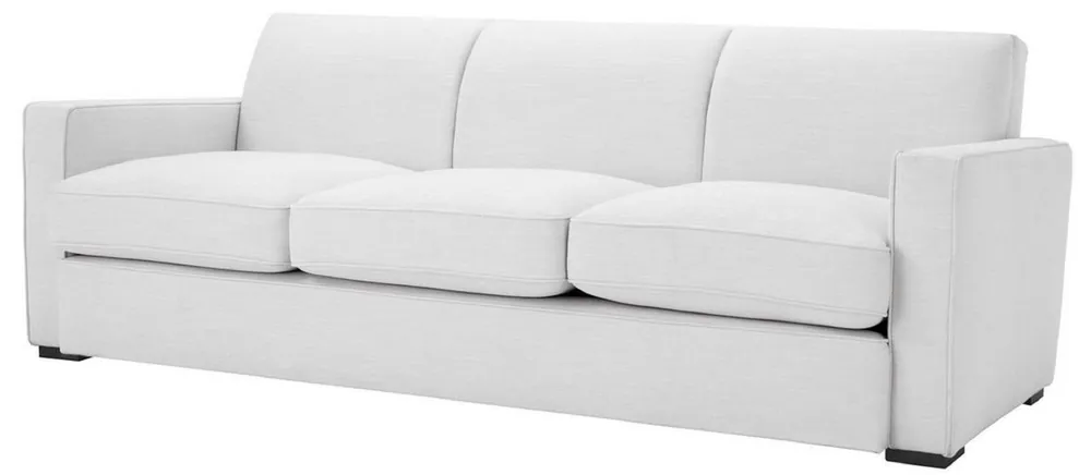 Casa Padrino Luxus Wohnzimmer Sofa Weiß / Schwarz 229 x 94 x H. 82 cm - Luxus Wohnzimmer Möbel Geprüft