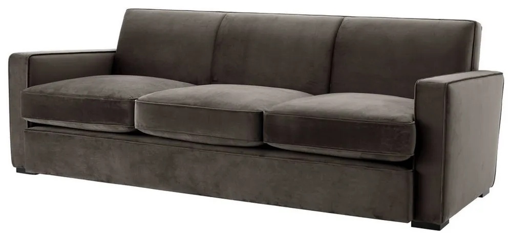 Versand Am Gleichen Tag Casa Padrino Luxus Wohnzimmer Samt Sofa Grau / Schwarz 229 x 94 x H. 82 cm - Luxus Wohnzimmer Möbel