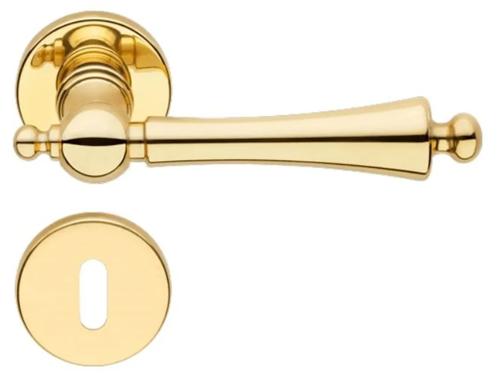 Casa Padrino Luxus Jugendstil Türgriff Set Messingfarben 13,6 x H. 5 cm - Türklinken mit Rosetten - Luxus Qualität - Made in Italy Mega-Angebot
