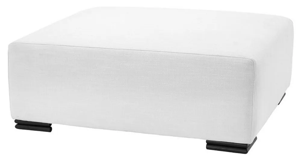 Casa Padrino Luxus Hocker Weiß / Schwarz 108 x 90 x H. 43 cm - Sitzhocker - Fußhocker - Luxus Wohnzimmer Möbel Bestseller