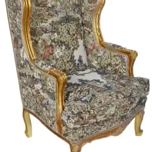 Casa Padrino Barock Ohrensessel Mehrfarbig / Antik Gold 80 x 75 x H. 120 cm - Antik Stil Wohnzimmer Sessel - Barock Möbel Finale Aktion