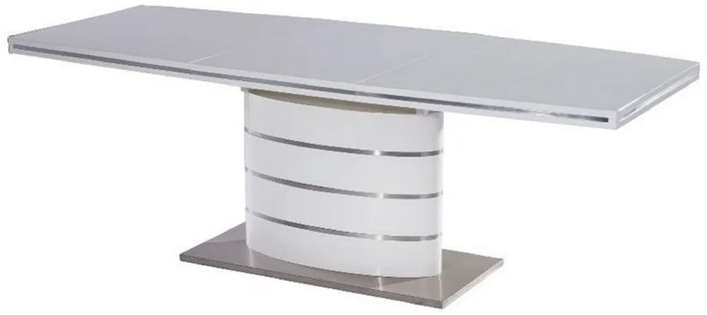 Jetzt Kaufen Casa Padrino Luxus Esstisch Weiß / Silber 160-220 x 90 x H. 77 cm - Moderner Ausziehbarer Esszimmertisch - Luxus Küchen Möbel