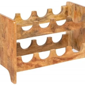 Casa Padrino Landhausstil Weinregal Naturfarben 54 x 26 x H. 36 cm - Handgefertigter Massivholz Weinflaschenhalter - Standregal - Wandregal - Landhausstil Möbel Schneller Versand