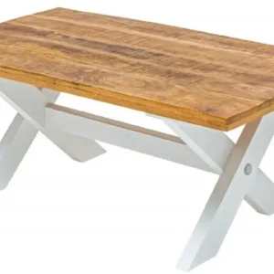 Top-Angebot Casa Padrino Landhausstil Couchtisch Naturfarben / Weiß 110 x 60 x H. 45 cm - Handgefertigter Massivholz Wohnzimmertisch - Wohnzimmer Möbel im Landhausstil