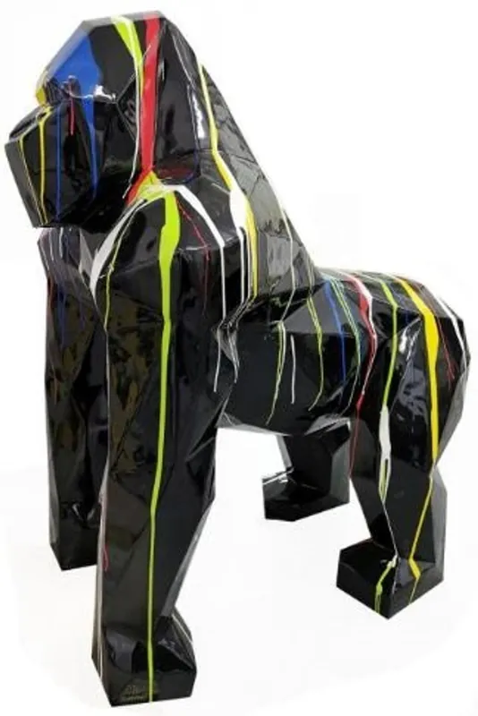 Mega-Angebot Casa Padrino Designer Deko Skulptur Gorilla Affe Schwarz / Mehrfarbig 118 x 78 x H. 128 cm - Deko Tierfigur - Riesige Gartendekofigur