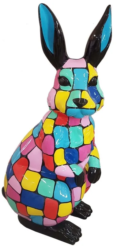 Casa Padrino Designer Deko Skulptur Hase Mehrfarbig H. 110 cm - Tierfigur - Dekofigur - Gartenfigur - Gartendeko Super-Preis