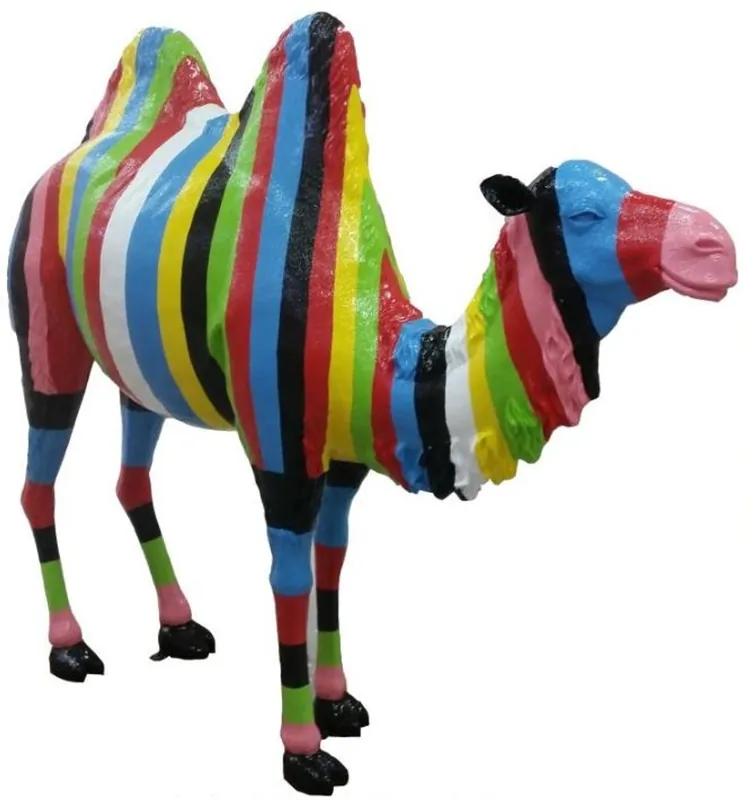 Casa Padrino Designer Gartendeko Skulptur Kamel Mehrfarbig 210 x H. 185 cm - Lebensgroße Gartenfigur - Riesige Dekofigur - Tierfigur Highlight
