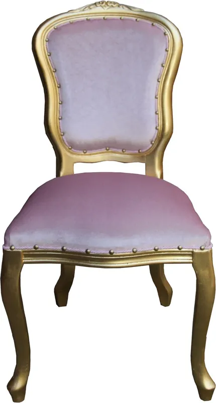 Casa Padrino Barock Luxus Esszimmer Stuhl Louis Rosa / Gold - Barock Möbel Preis Gesenkt
