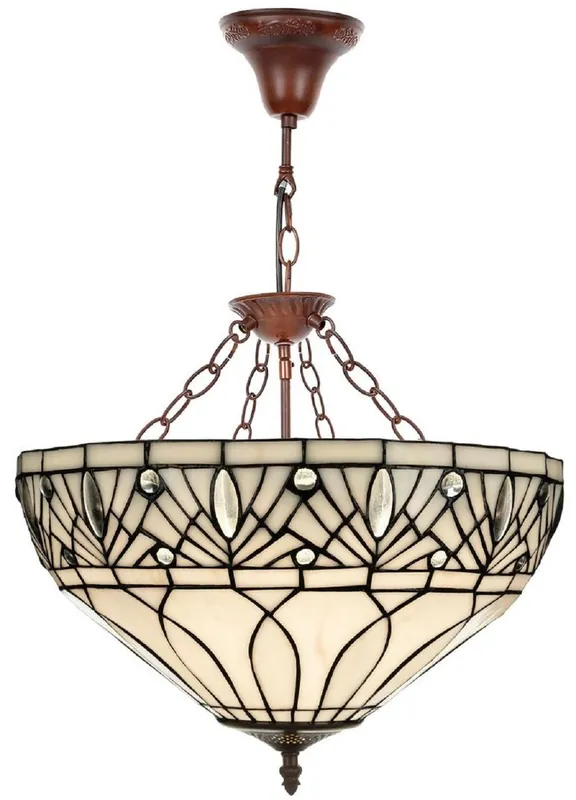 Preisreduziert Casa Padrino Luxus Tiffany Hängeleuchte Weiß / Schwarz / Braun Ø 40 x H. 40 cm - Handgefertigt aus zahlreichen Glas Mosaik Stücken