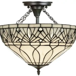 Jetzt Bestellen Casa Padrino Luxus Tiffany Deckenleuchte Weiß / Schwarz Ø 40 x H. 50 cm - Handgefertigt aus zahlreichen Glas Mosaik Stücken