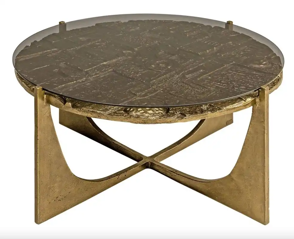 Sofort Bestellen Casa Padrino Luxus Art Deco Couchtisch Bronze 74 x 38 cm - Gold mit Glasplatte - Art Design Tisch