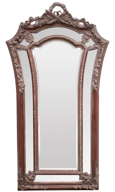 Casa Padrino Barock Wandspiegel Rotbraun 115 x H. 207 cm - Barockstil Spiegel Abverkauf
