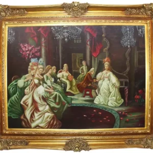 Casa Padrino Barock Ölgemälde Klassisches Konzert 2 Mehrfarbig / Gold 160 x 10 x H. 130 cm - Handgemaltes Gemälde mit prunkvollem Rahmen im Barockstil - Barock Möbel Angebot