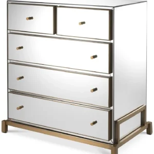 Nur Für Kurze Zeit Casa Padrino Luxus Spiegelglas Kommode mit 5 Schubladen Messingfarben 88,5 x 52 x H. 87,5 cm - Verspiegelter Schlafzimmer Schrank - Schlafzimmer Möbel