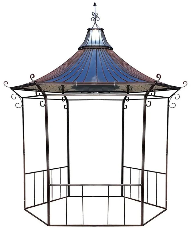 Casa Padrino Jugendstil Pavillon Ø 250 x H. 365 cm - Verschiedene Farben - Handgefertigter Gartenpavillon aus Schmiedeeisen mit verzinktem Blechdach - Gartenmöbel Echt