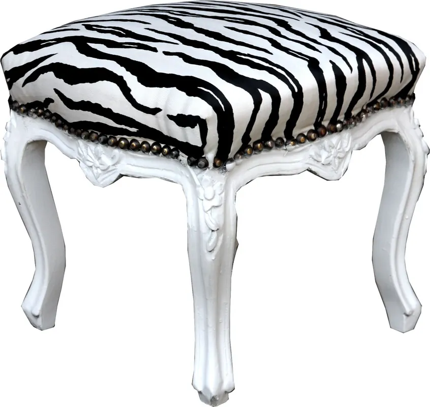 Sofort Bestellen Casa Padrino Barock Fußhocker Zebra / Weiß - Antik Stil Möbel - Hocker