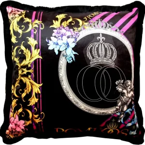 Riesiges XXL Luxus Barock Kissen Purple / Black Pompöös by Casa Padrino von Harald Glööckler 80 x 80 cm mit funkelnden Glitzersteinen Beliebt