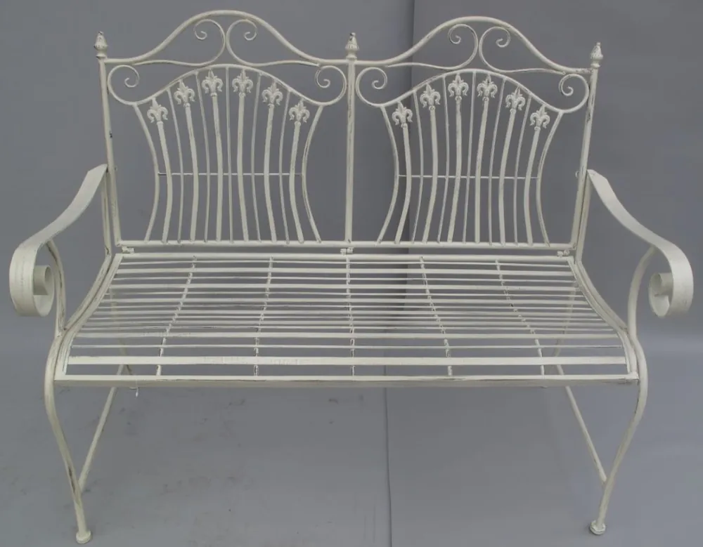 Solange Der Vorrat Reicht Casa Padrino Jugendstil Gartenbank Rustikal Weiß 120 x 58 x H. 97 cm - Nostalgische Sitzbank - Garten & Terrassen Möbel