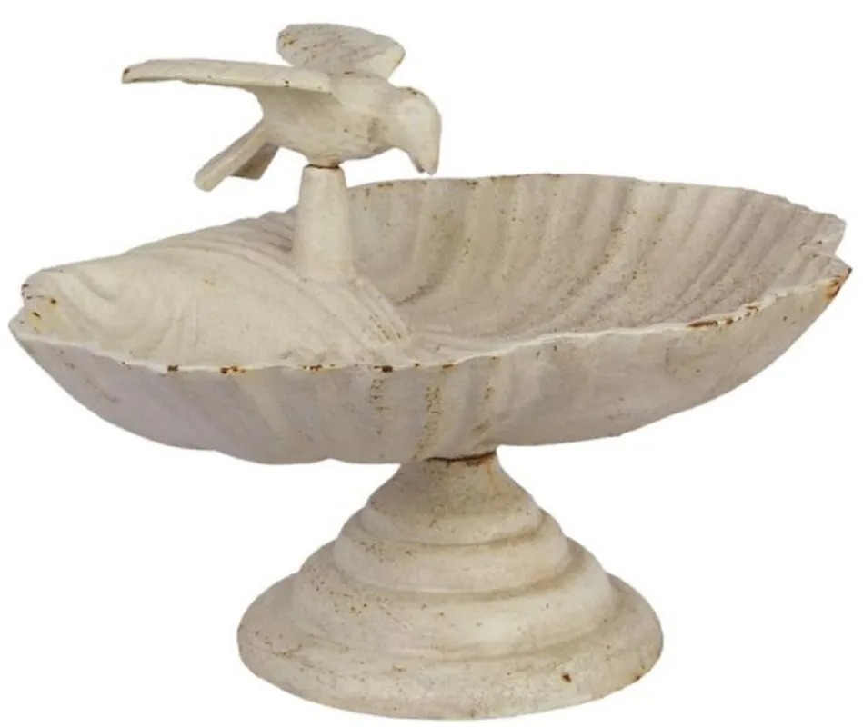 Beliebt Casa Padrino Jugendstil Vogelbad mit dekorativem Vögelchen Antik Weiß 33,5 x 26,5 x H. 21 cm - Barock & Jugendstil Garten Deko