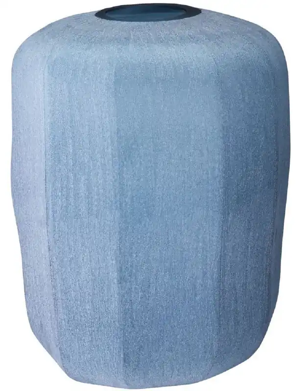 Casa Padrino Luxus Deko Glas Vase Blau Ø 33 x H. 42 cm - Mundgeblasene Blumenvase - Luxus Deko Accessoires Bestpreis