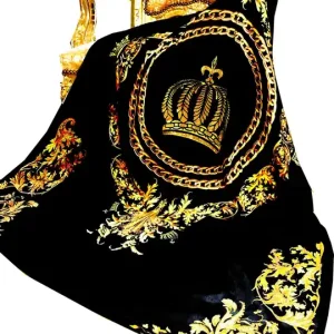 Schnäppchen Luxus Wohndecke Pompöös by Casa Padrino Barock Chains & Crown Schwarz / Gold von Harald Glööckler mit Glitzersteinen