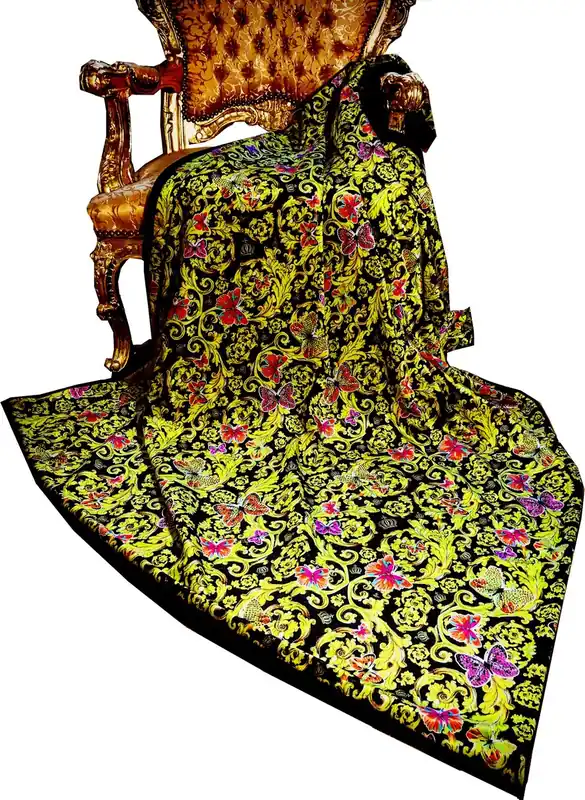 Online Kaufen Luxus Wohndecke Pompöös by Casa Padrino Barock Butterflies & Flowers von Harald Glööckler mit Glitzersteinen