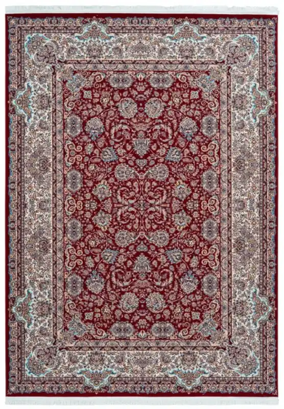Neue Kollektion Casa Padrino Luxus Kunstfaser Teppich mit Fransen Rot - Verschiedene Größen - Rechteckiger Wohnzimmer Teppich im Orientalischen Stil