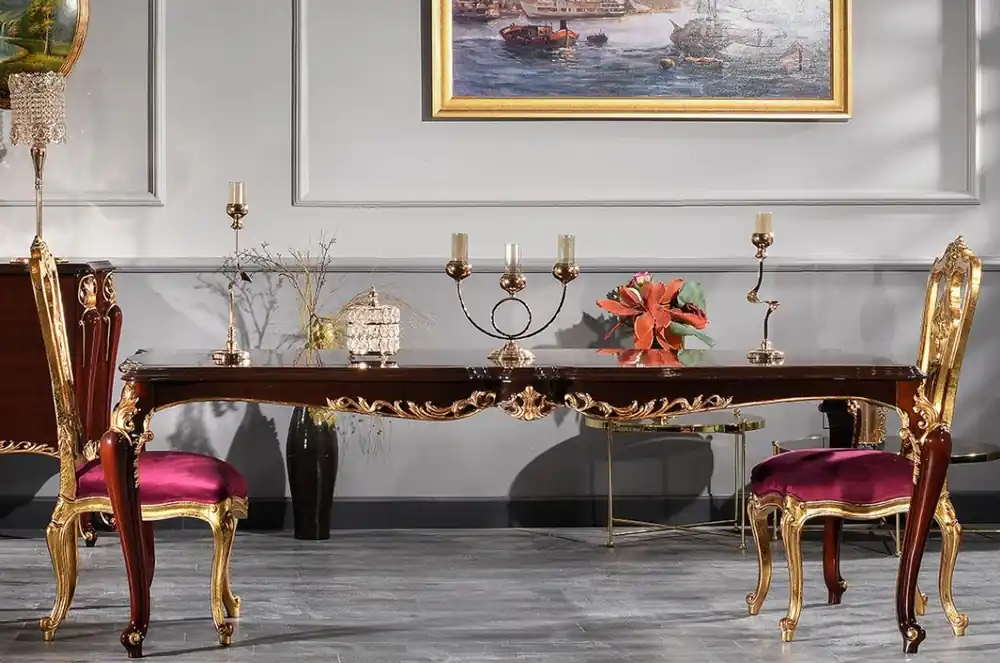 Neue Kollektion Casa Padrino Luxus Barock Esszimmer Set - 1 Esstisch & 6 Esszimmerstühle - Esszimmermöbel im Barockstil - Luxus Qualität - Made in Italy