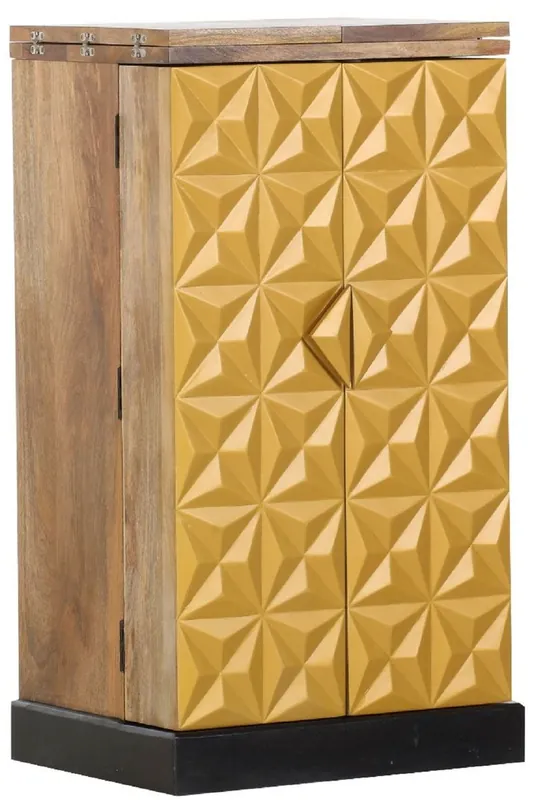 Sichere Zahlung Casa Padrino Designer Barschrank mit 2 Türen Naturfarben / Gold / Schwarz 59-117 x 48 x H. 113 cm - Massivholz Weinschrank - Barmöbel