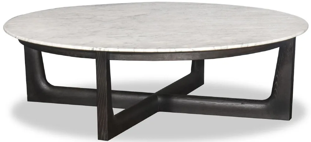Expressversand Casa Padrino Luxus Couchtisch Weiß / Schwarz Ø 120 x H. 35 cm - Runder Massivholz Wohnzimmertisch mit Marmorplatte - Luxus Wohnzimmer Möbel