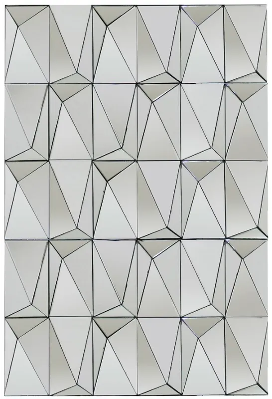 Casa Padrino Designer Wandspiegel Silber 80 x 7 x H. 120 cm - Moderner Wohnzimmer Spiegel mit geometrischen Formen - Luxus Deko Accessoires Direktkauf