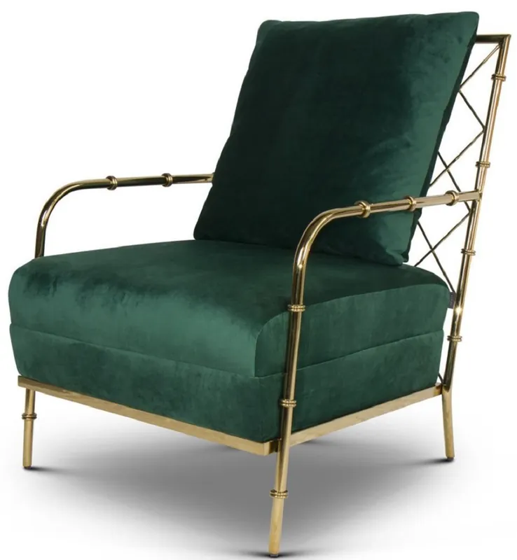 Meistverkauft Casa Padrino Luxus Samt Sessel Dunkelgrün / Gold 65 x 72 x H. 83 cm - Moderner Edelstahl Wohnzimmer Sessel in Bambusoptik - Luxus Möbel