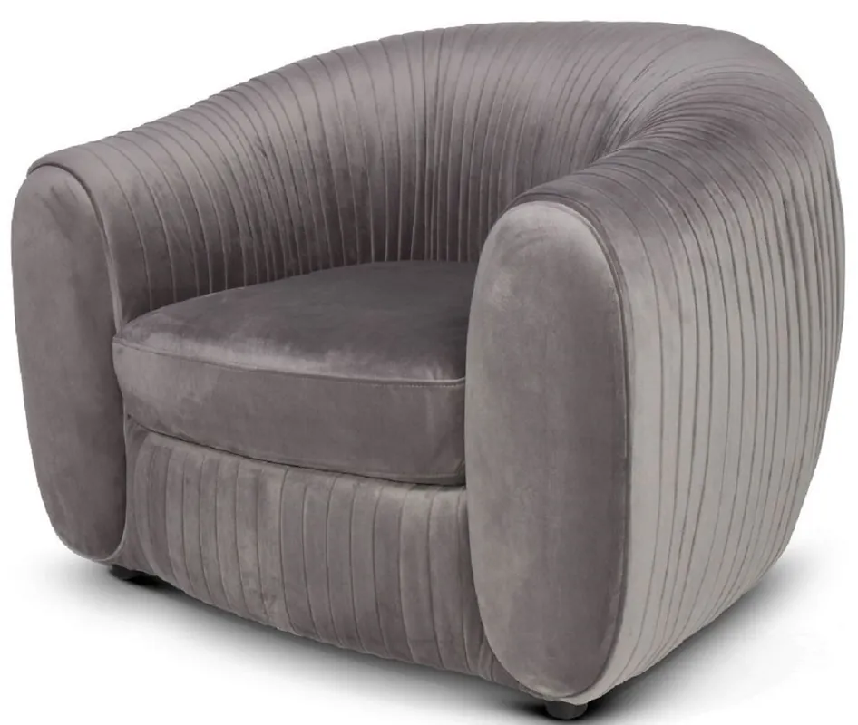 Casa Padrino Luxus Samt Sessel Grau 98 x 88 x H. 74 cm - Eleganter Wohnzimmer Sessel - Luxus Möbel Nur Für Kurze Zeit