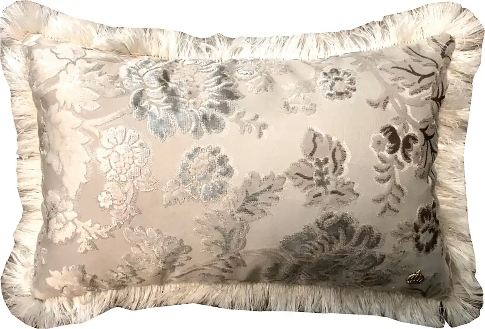 Luxus Kissen Pompöös by Casa Padrino von Harald Glööckler Elegance Collection Barock Muster Creme / Creme 35 x 55 cm - Luxuskissen Zertifiziert