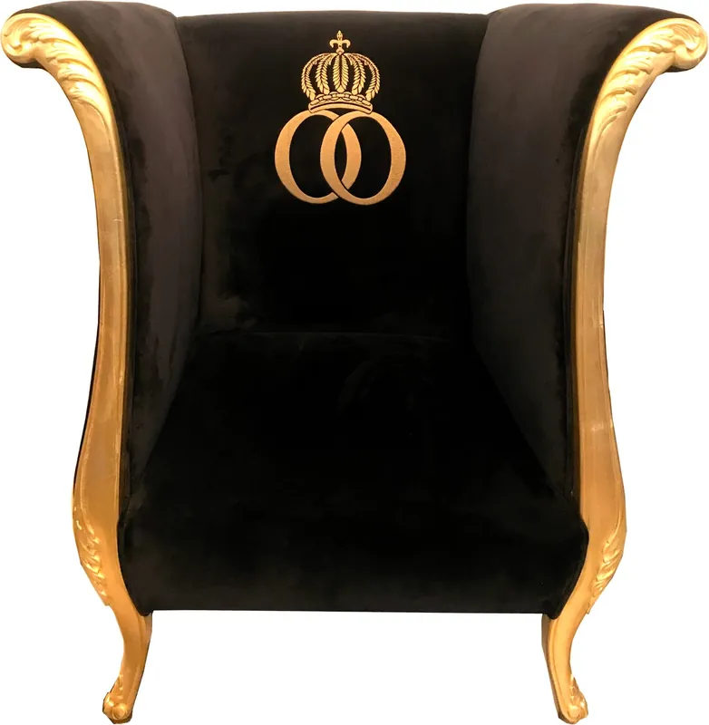 Extravaganter Pompöös by Casa Padrino Luxus Designer Sessel von Harald Glööckler Schwarz / Gold - Pompööser Barock Sessel Sonderaktion
