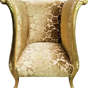 Extravaganter Pompöös by Casa Padrino Luxus Designer Sessel von Harald Glööckler Gold Bouquet Muster / Gold - Pompööser Barock Sessel Zertifiziert