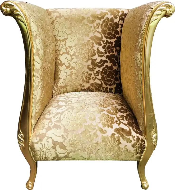 Extravaganter Pompöös by Casa Padrino Luxus Designer Sessel von Harald Glööckler Gold Bouquet Muster / Gold - Pompööser Barock Sessel Zertifiziert