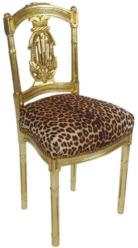 Jetzt Bestellen Casa Padrino Barock Damen Stuhl Leopard / Gold 40 x 35 x H. 85 cm - Handgefertigter Antik Stil Stuhl - Barock Möbel