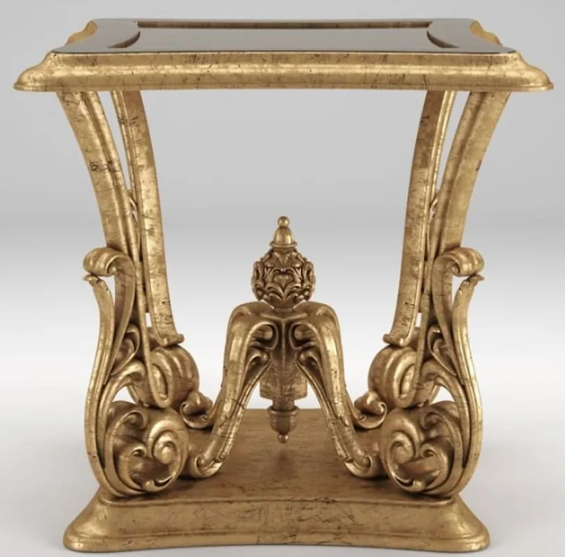 Casa Padrino Luxus Barock Beistelltisch Antik Gold 70 x 70 x H. 70 cm - Prunkvoller Tisch im Barockstil - Barock Wohnzimmer Möbel Letzte Chance