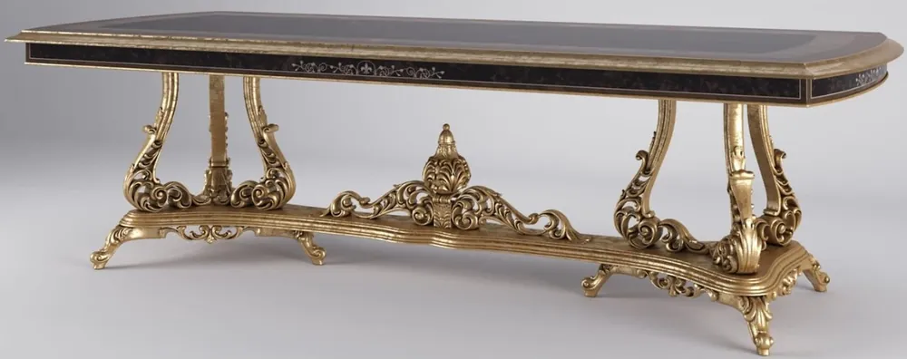Ausverkauf Casa Padrino Luxus Barock Esstisch Braun / Antik Gold 300 x 117 x H. 80 cm - Prunkvoller Esszimmertisch im Barockstil - Luxus Qualität