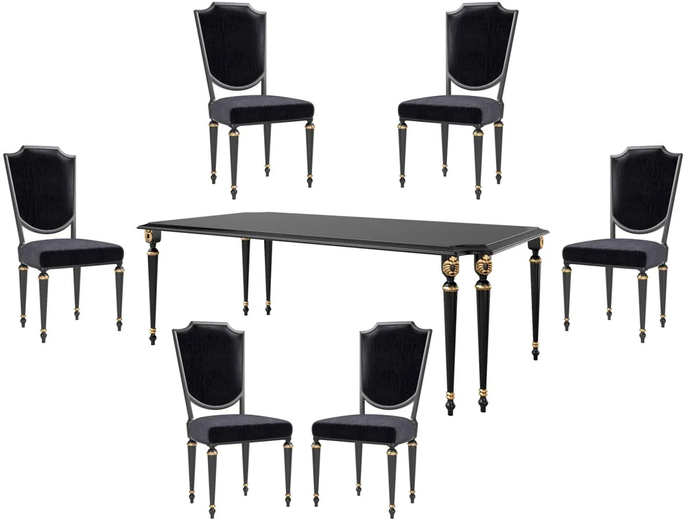 Preiswert Casa Padrino Luxus Barock Esszimmer Set Schwarz / Antik Gold - 1 Esszimmertisch & 6 Esszimmerstühle - Barock Esszimmermöbel - Luxus Qualität - Edel & Prunkvoll