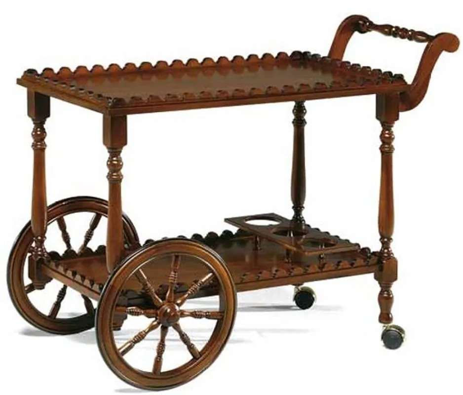 Abverkauf Casa Padrino Luxus Barock Servierwagen Braun 91 x 44 x H. 71 cm - Edler Massivholz Trolley - Barock Gastronomie Accessoires