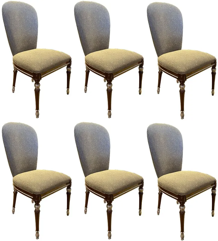 Schnäppchen Casa Padrino Luxus Barock Esszimmer Stuhl Set Grau / Braun / Silber 52 x 55 x H. 100 cm - Barock Küchen Stühle 6er Set - Esszimmer Möbel im Barockstil