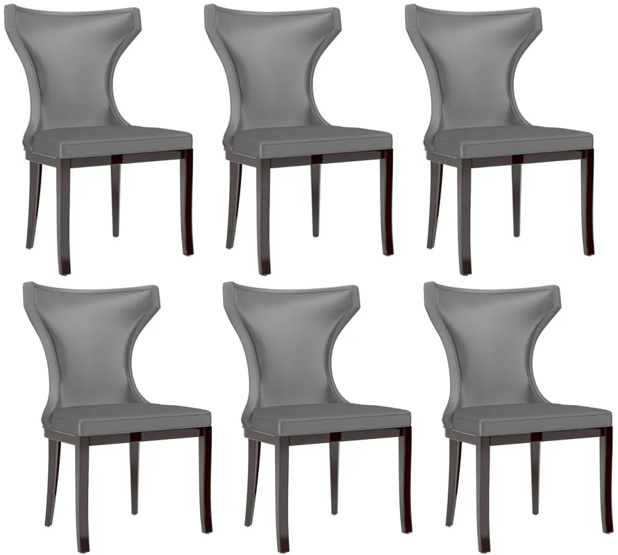 Sonderaktion Casa Padrino Luxus Esszimmer Stuhl Set Silber / Dunkelbraun 50 x 50 x H. 90 cm - Edles Küchen Stühle 6er Set - Luxus Esszimmer Möbel