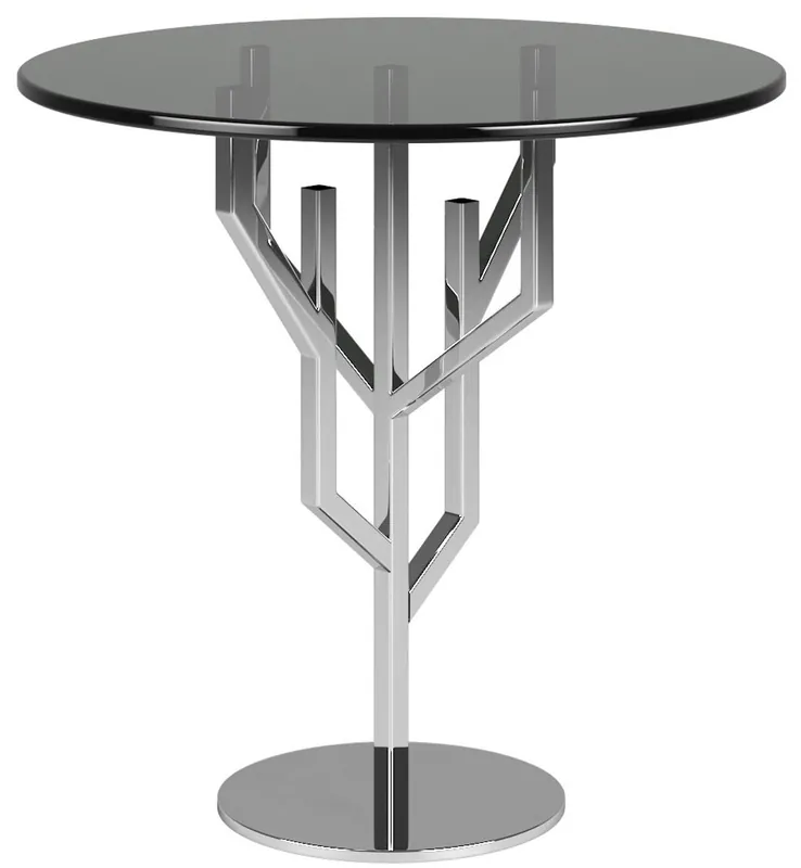 Casa Padrino Luxus Beistelltisch Grau / Silber Ø 45 x H. 58 cm - Edler runder Tisch mit Glasplatte - Luxus Wohnzimmer Möbel Aktuell