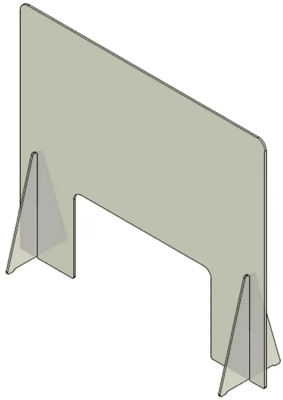 Casa Padrino Kunststoff Sicherheitsscheibe mit Durchreiche Transparent 60 x H. 70 cm - Schreibtisch Empfangstheken Theken Spuckschutz Covid-19 Corona Trennscheibe Markenware