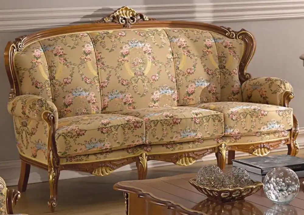 Angebot Casa Padrino Luxus Barock Wohnzimmer Sofa mit Blumenmuster Beige / Mehrfarbig / Braun / Gold 185 x 92 x H. 103 cm - Edle Barockstil Wohnzimmer Möbel