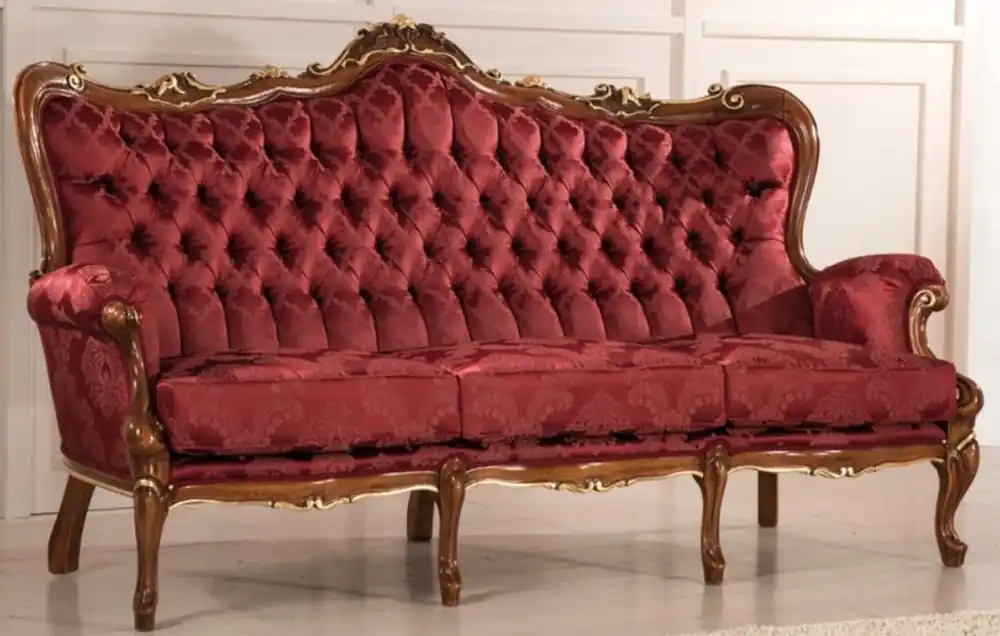 Casa Padrino Luxus Barock Wohnzimmer Sofa mit elegantem Muster Bordeauxrot / Braun / Gold 200 x 90 x H. 115 cm - Barockstil Wohnzimmer Möbel - Edel & Prunkvoll Begrenztes Angebot