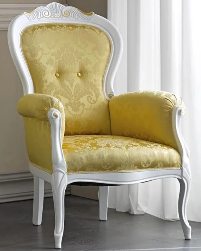 Beliebt Casa Padrino Luxus Barock Wohnzimmer Sessel mit elegantem Muster Gold / Weiß / Gold 70 x 65 x H. 106 cm - Edle Barock Möbel