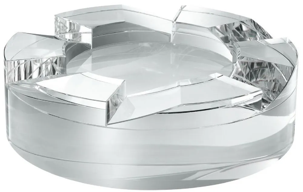 Casa Padrino Designer Kristallglas Schale Ø 24 x H. 7 cm - Runde Deko Schale - Schreibtisch Deko - Luxus Qualität Sale